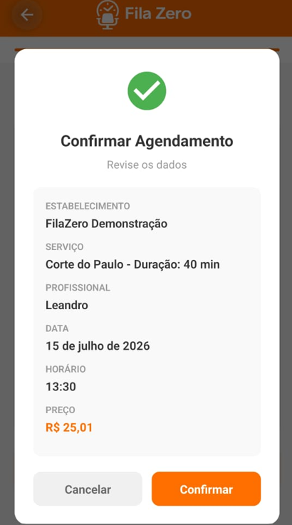 Tela mobile com detalhes do estabelecimento